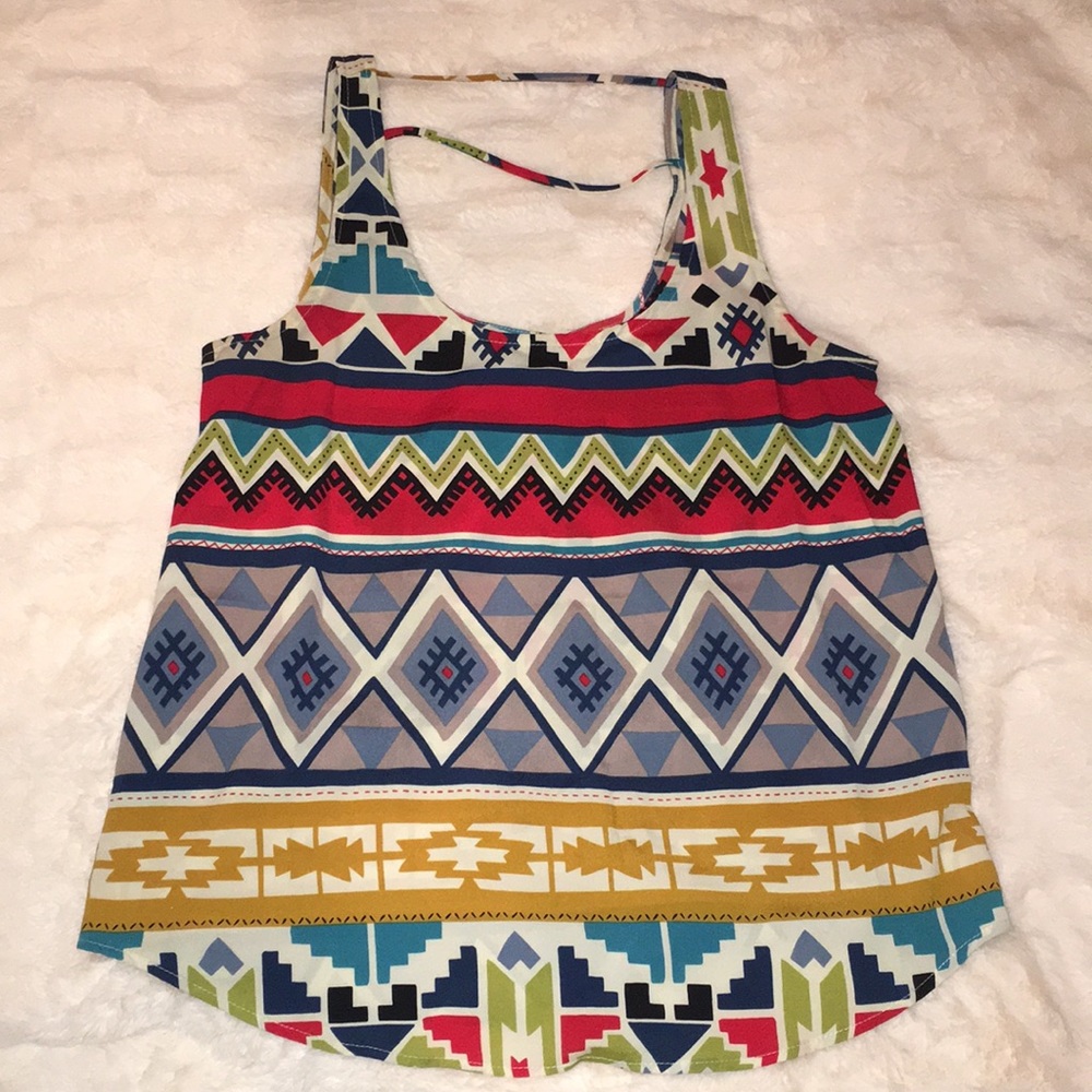 Aztec print summer loose tank